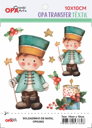 Transfer OPA 3862 - Soldadinho De Natal - 10x10 cm