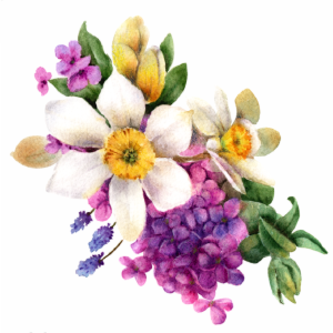 Transfer OPA 3855 - Flores Narciso E Lilás - 10x10 cm