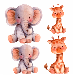 Transfer OPA 3857 - Infantil Elefante E Girafa - 10x10 cm