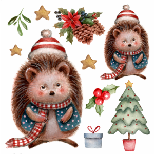 Transfer OPA 3859 - Ouriço E Enfeites De Natal - 10x10 cm