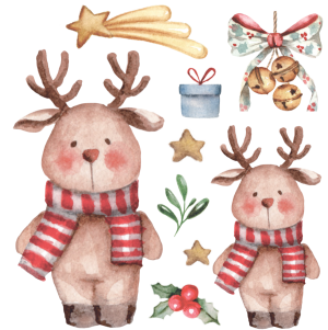 Transfer OPA 3861 - Rena E Enfeites De Natal - 10x10 cm