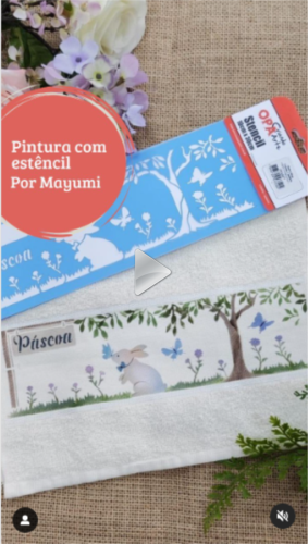 Stencil OPA 3477 - Coelho e Borboletas II - 10 x 30cm