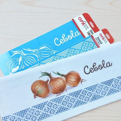 Stencil OPA 3727 - Feirinha Tempero Cebolas - 10 x 30cm  |  Stencil OPA 2669 - Renda 4 Margaridas - 06x30cm