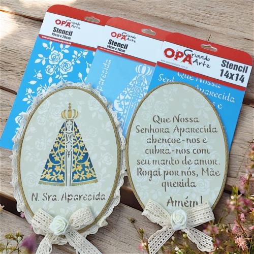 Stencil OPA 3731 - Religião Nsa.Senhora - 14 x 14cm  |   Stencil OPA 3732 - Religião Oração Nsa.Senhora - 14 x 14cm   |   Stencil OPA 3431 - Estamparia Floral Rosas - 15 x 20cm