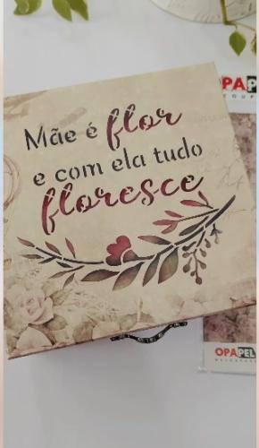 Stencil OPA 3642 - Frase Mãe é Flor - 15 x 20cm