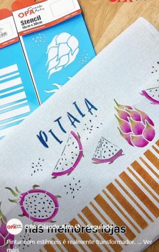 Stencil OPA 3694 - Feirinha Frutas Pitaias - 10 x 30cm  |  Stencil OPA 3709 - Alfabeto Traços 2,47Cm - 20 x 25cm  |  Stencil OPA 1703 - Listras - 10 x 30cm