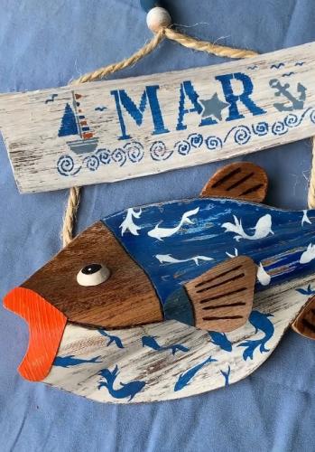 Stencil OPA 3704 - Náutico Ponto Cruz  - 10 x 30cm  |  Stencil OPA 2043 - Náutico Peixinhos - 15 x 20cm